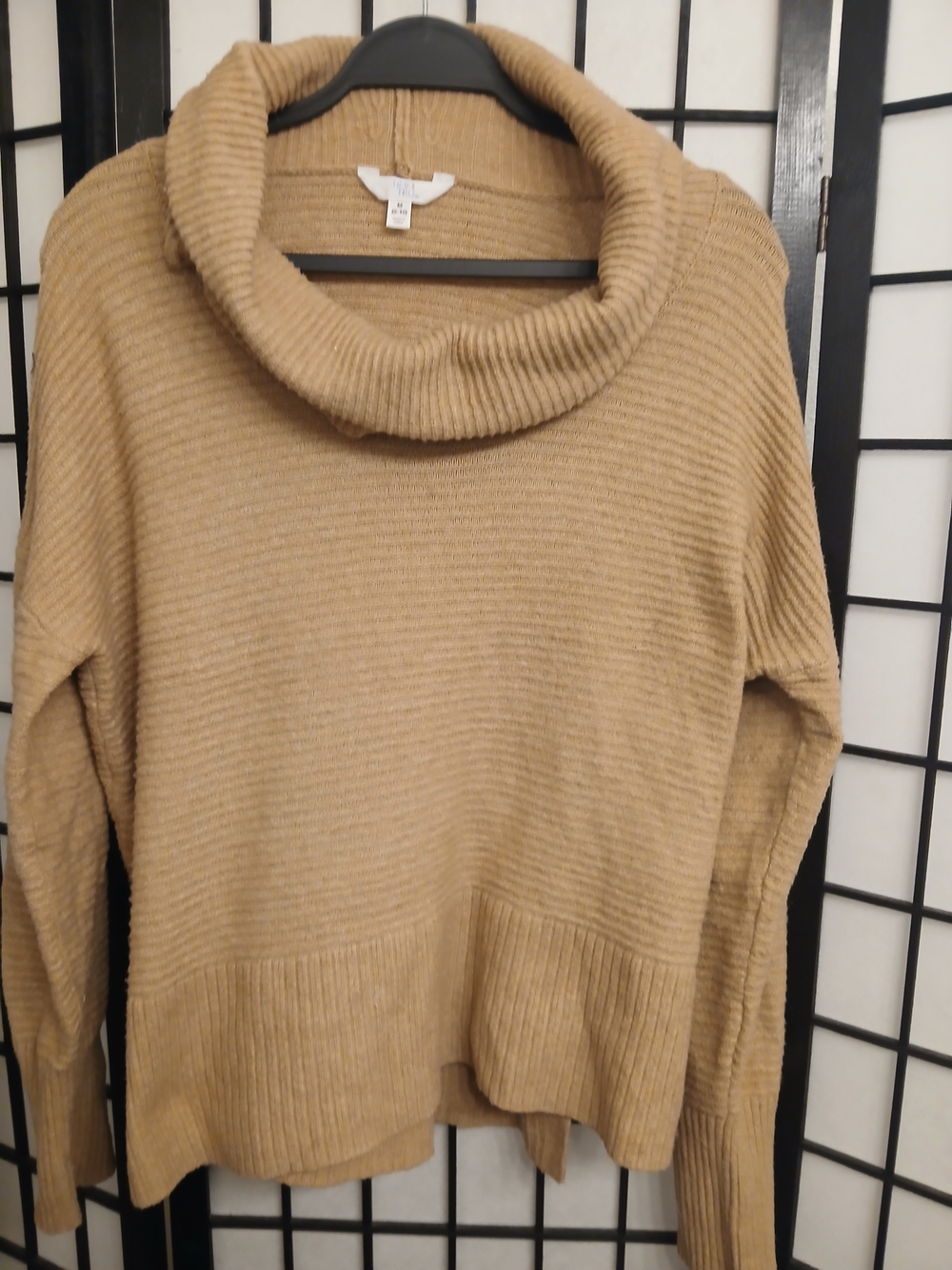 Time and Tru Camel Ribbed Cowl Neck Sweater